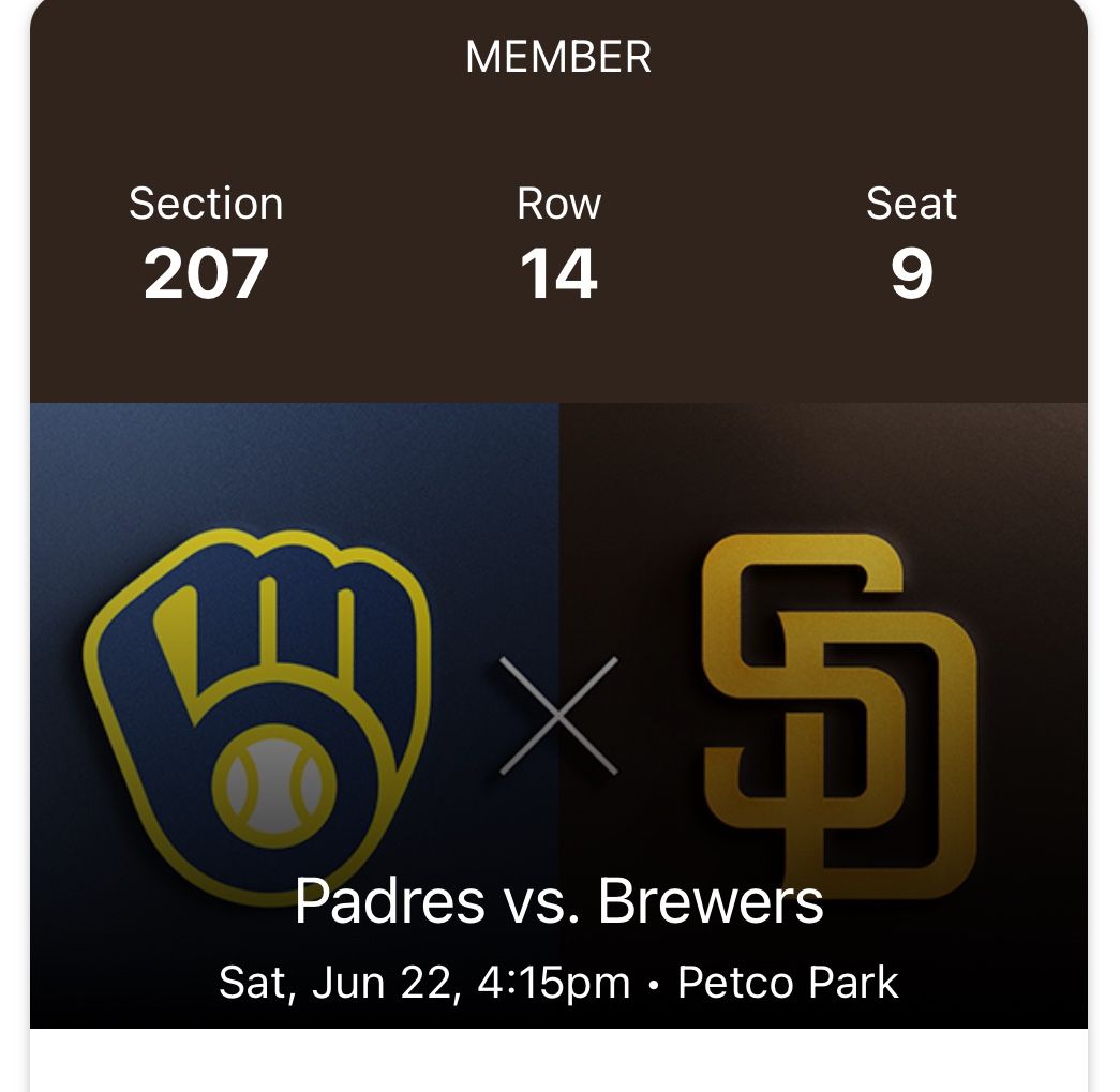 Padres vs Brewers. Saturday June 22