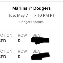 Dodgers V’s Marlins Tuesday At 7:10pm 