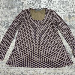 Liz Claiborne Petite Long Sleeve Multicolor Pullover Blouse Geometric Women's S