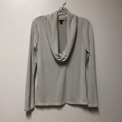 Women’s ANN TAYLOR Polyester/rayon/spandex beige long sleeve cowl neck pull over stretch top… Small