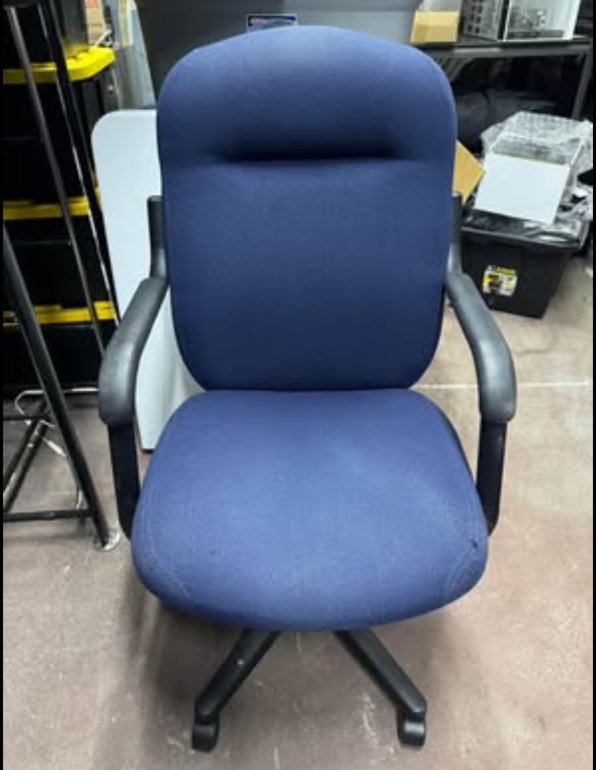 Blue Executive Office Chair with Adjustable Armrests and Wheels
