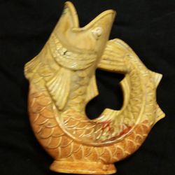 Collectible Vintage Carp Fish Marble Vase 