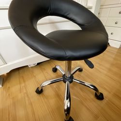 KKTONER PU Leather Height Adjustable Swivel Round Rolling Stool 