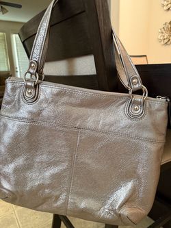 Coach Leather Handbag -Silver