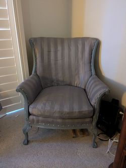 Vintage Wingback Armchair with Nailhead Trim