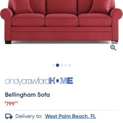 Sofa CindyCrawford Home Bellingham Sofa Red