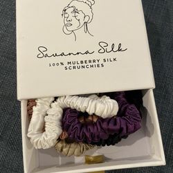 100% Mulberry Silk Skinny Scrunchies - set of 5 different colors