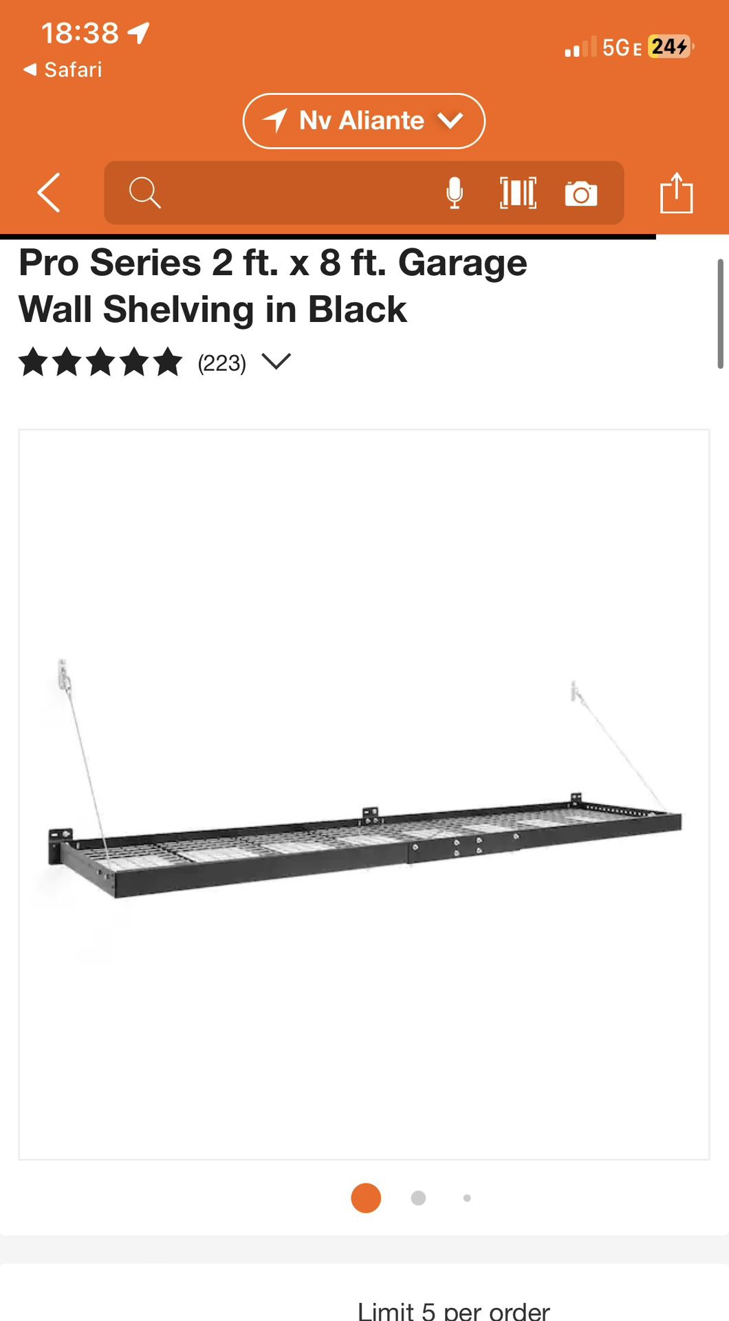 NewAge Pro Series 2 Ft x 8 Ft Wire Hanging Shelf. 