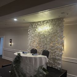 White floral wall Mr Mrs