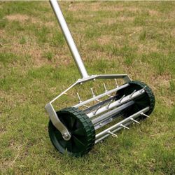 New 16 in. Heavy-Duty Rolling Lawn Aerator, Rotary Push Tine Spike