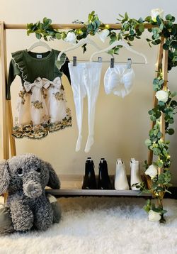 Baby Floral Patchwork Bowknot Decor Ruffled Sleeve Dress