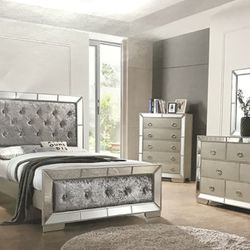 Brand New Queen Size Bed Nightstand Dresser Mirror $1599.financing  Available No Credit Needed 