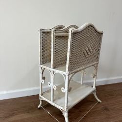 NY: White Whicker Magazine Holder
