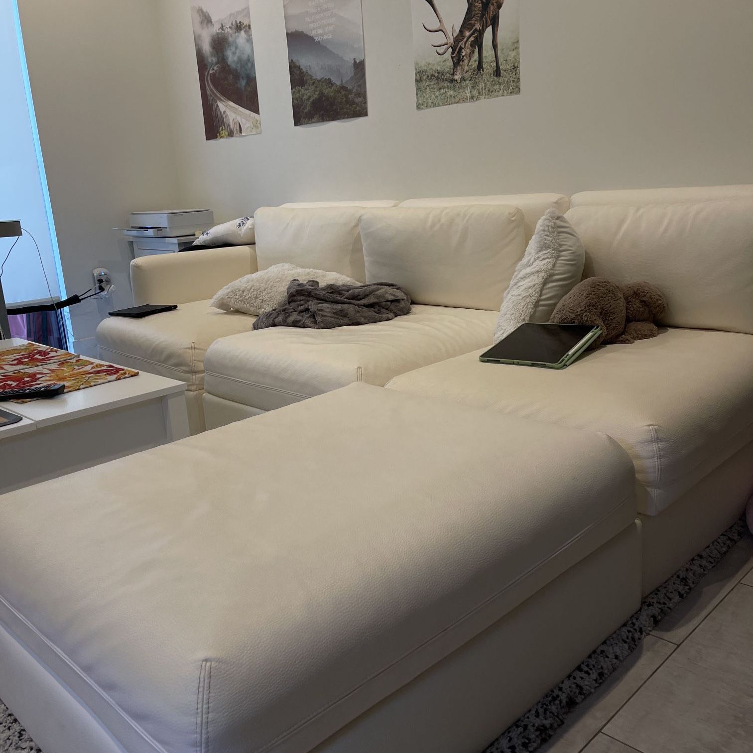 For Sale: IKEA Off-White Leather Sofa