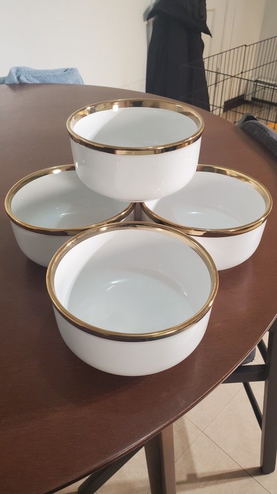 Ceramic Soup Bowl Gold Rim