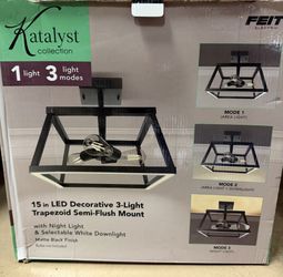 15 inch LED decorative three light flash mount
