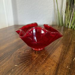 Mid Century Vintage Ruby Red Glass Bowl