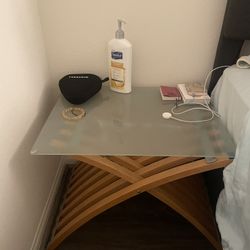 Sculptural Bentwood Side Table Set Of 2 with Frosted Glass Top 