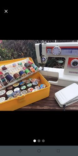 White Sewing Machine and Accessories