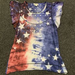 Womens Size Small fourth 4th Of July Patriotic Bling Flag Tunic Shirt