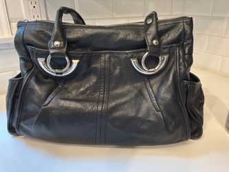 B. Makowsky Genuine Leather Black Tote Shoulder Bag