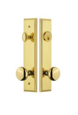 tall plate door knob in brass