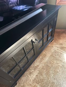 Black Media Cabinet with Glass Doors