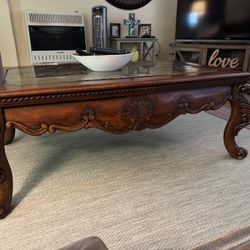 Solid  Cherry Wood Center/coffee table with two matching end tables.