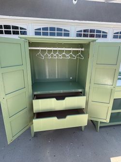 Baby closet dresser with drawers and changing table
