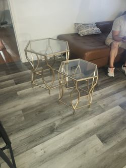 Coffee Tables 2 Gold With Glass