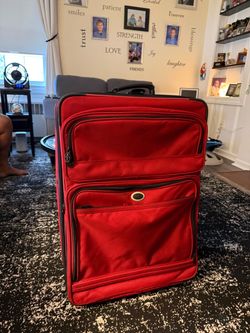 Red Soft-Shell Rolling Suitcase