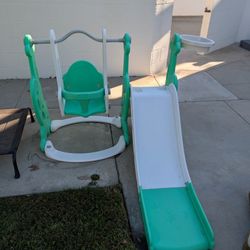 Outdoor/Indoor Play Swing & Slide 