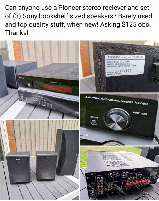 Pioneer Receiver and SONY speakers