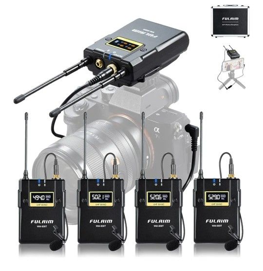 UHF Wireless Lavalier Microphone System 16-Channel Lavalier Lapel Mic