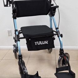 All Terrain Walker Wheelchair Combo,Rollator Walker with Seat for Seniors