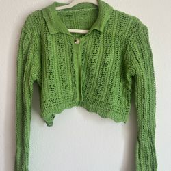 Cropped Green Cardigan 