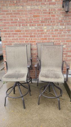 Bar Height Patio Swivel Rocker Chairs – Sling – Set of  4