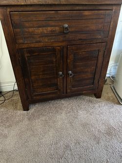 Rustic Dark Wood Cabinet with Drawer