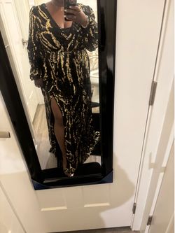Black & Gold Sequin Evening Gown New | Size 14