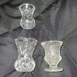 Vintage Glass Toothpick Holders / Mini Bud Vases - Set of 3
