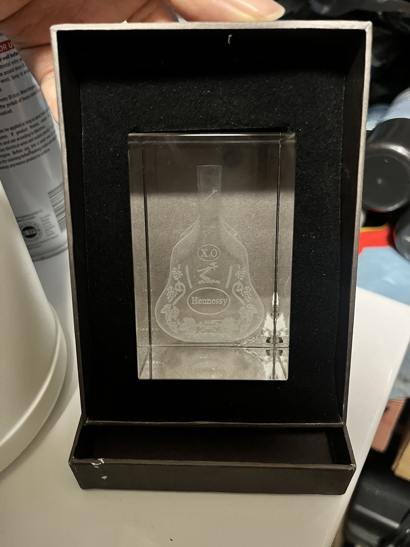 Hennessy Crystal Hologram Paperweight Keepsake