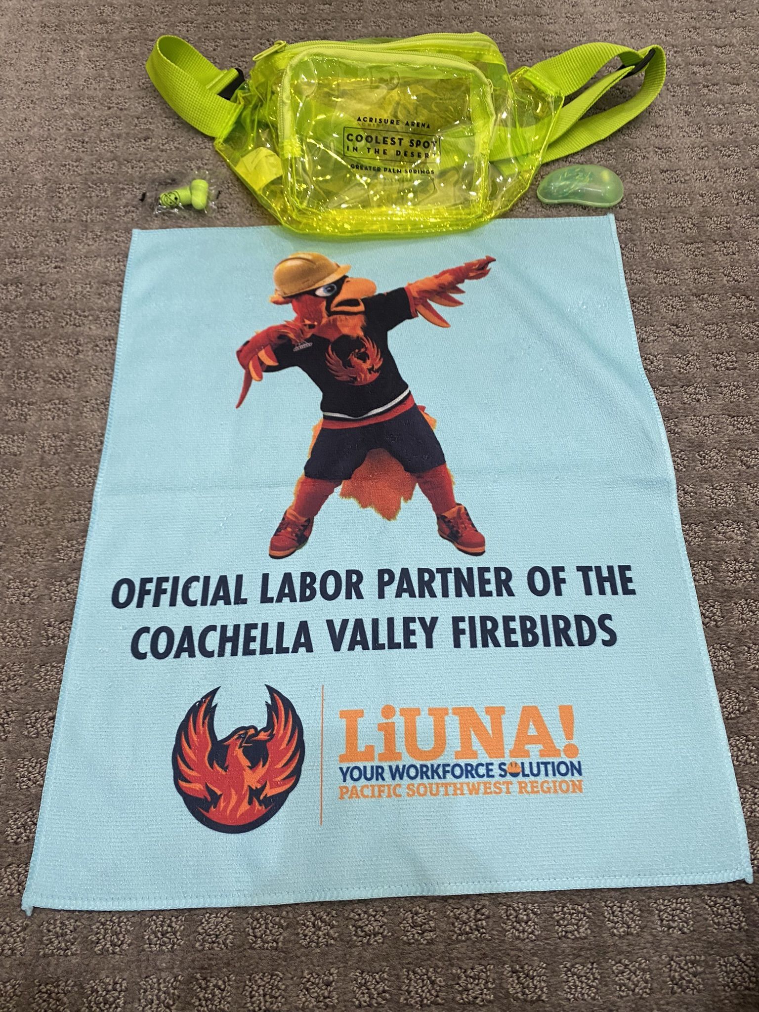 Acrisure Arena Neon Green Fanny Pack & Fuego Rally Towel