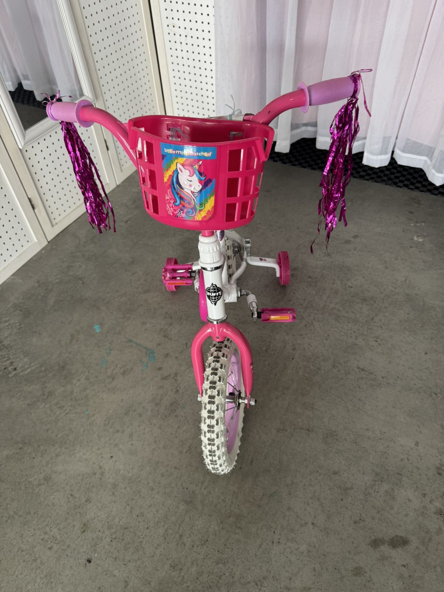 Girls Bike Pink With Unicorn Basket