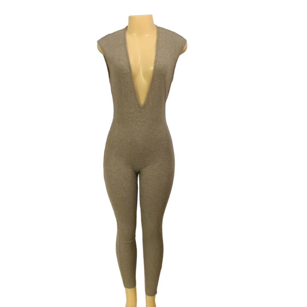 Shein Sz M Woman Romper Gray bodysuit New