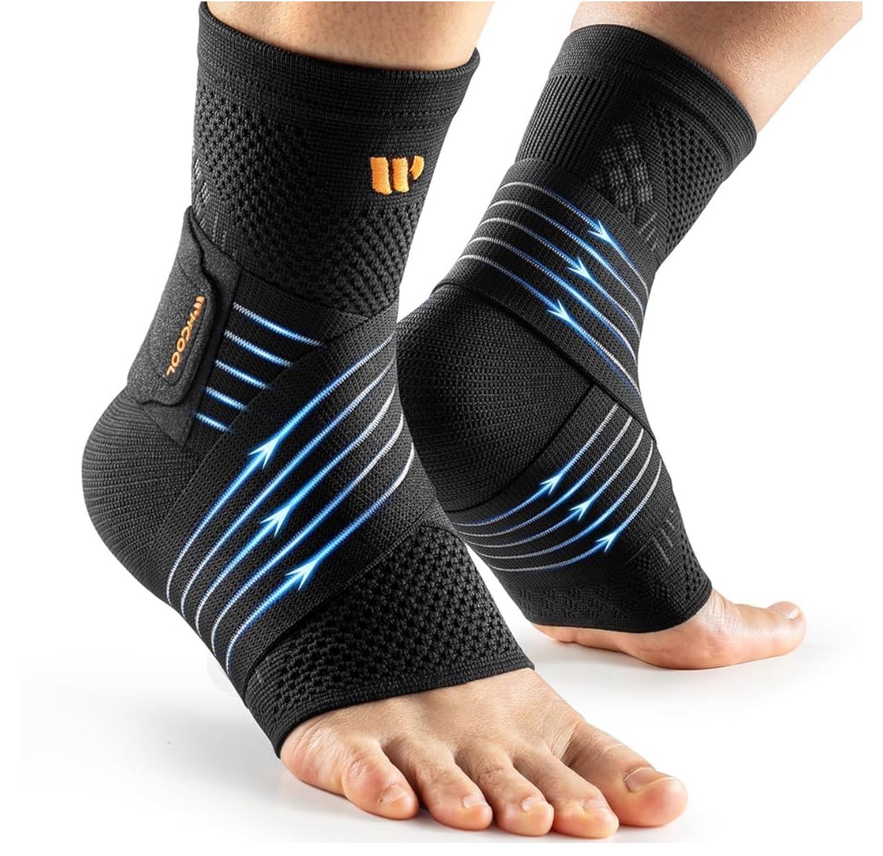 1 Pair Ankle Brace Compression Sleeve with Adjustable Straps for Women Men, Foot Support for Plantar Fasciitis, Achilles Tendonitis,XL