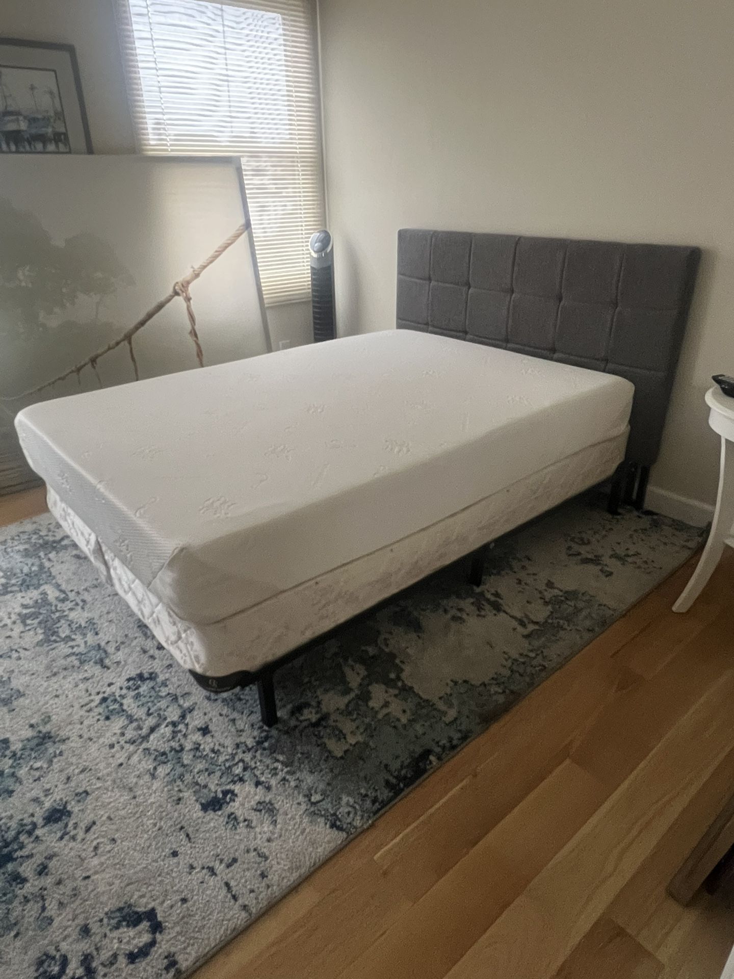 Full Size Tempurpedic Mattress, Box Spring, Headboard Bedframe