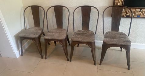 Stackable Metal Side Dining Chairs (4)