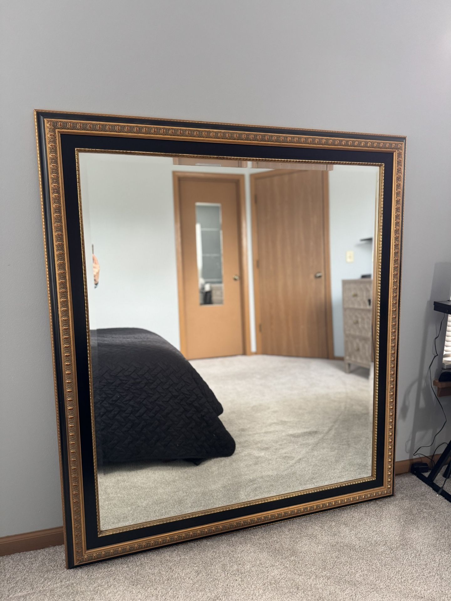 Large Black and Gold Ornate Mirror