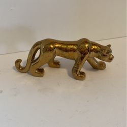 Gold tone ceramic cat