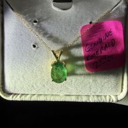 Gold Emerald Pendant Necklace: 2ct Natural Gemstone, 19" Chain